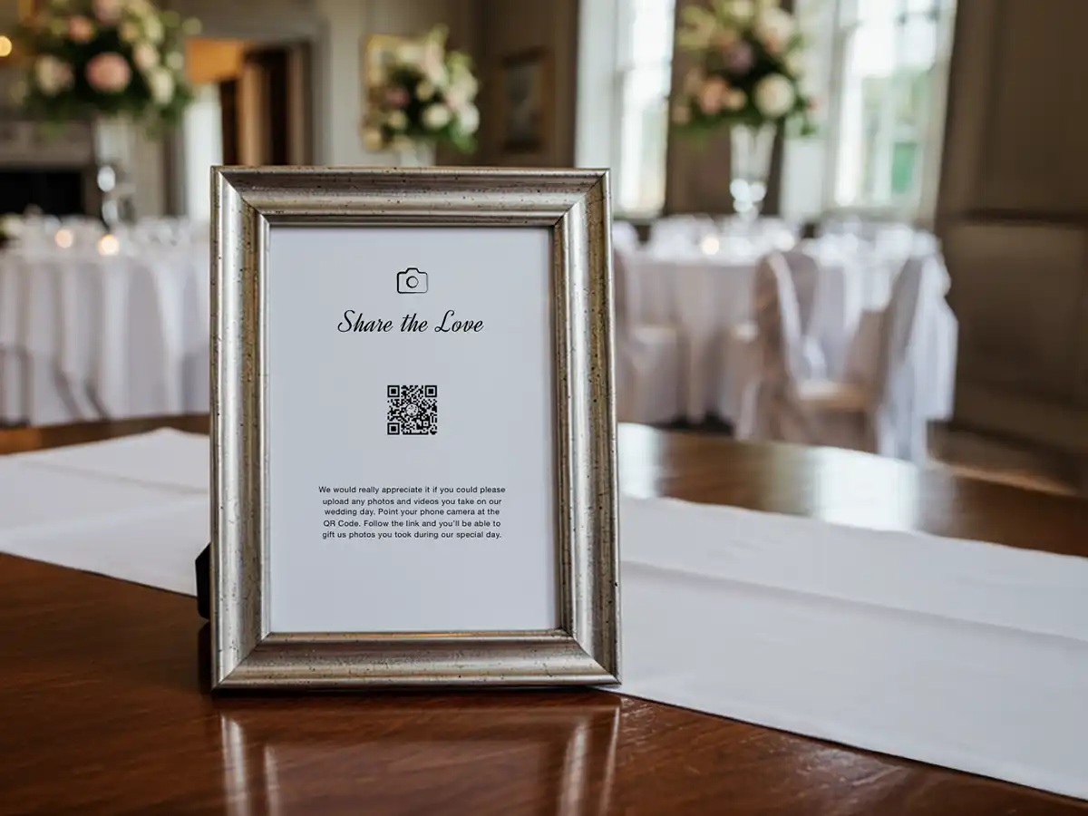 Simple wedding signage with QR Code